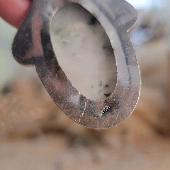 Ethereal White Moss Agate Pendant, Sterling Silver Necklace With Pearl - Picture 6 of 8